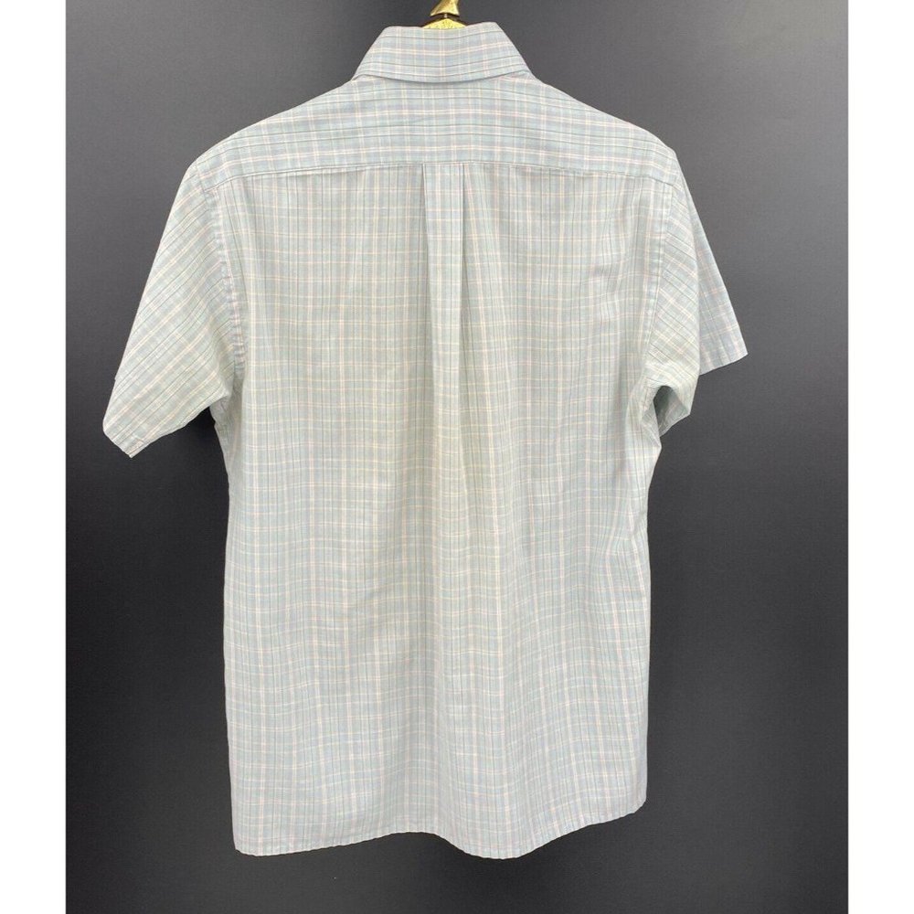 Vintage JC PENNEY THE FOX PASTEL PLAID BUTTON DOWN SHIRT SS Size Medium - Picture 4 of 5